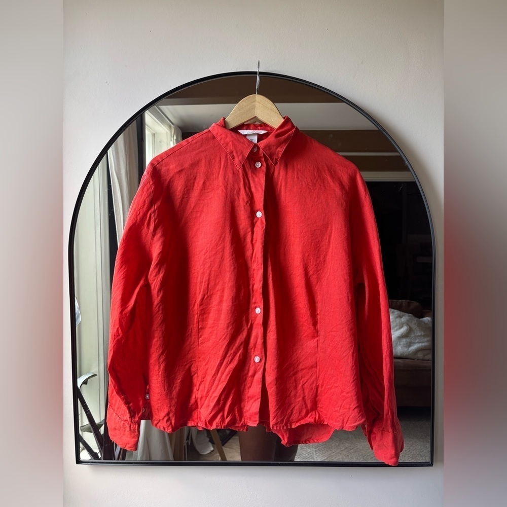 H&M premium collection | linen button up | size small - Picture 4 of 6